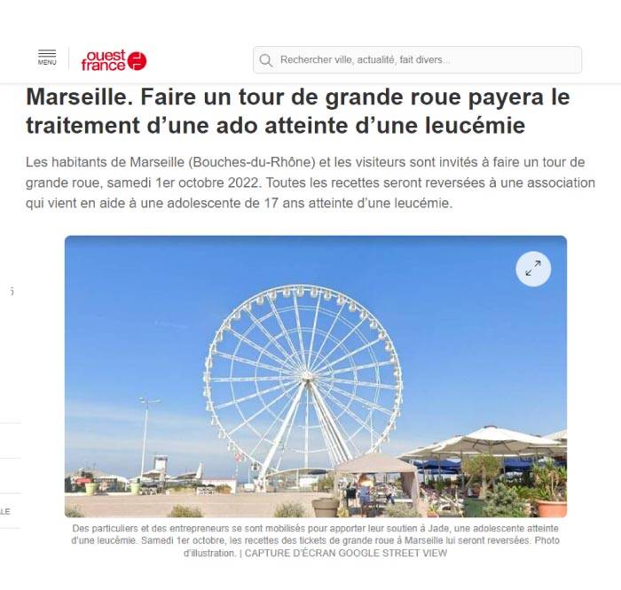 Marseille. Faire un tour de grande roue payera le traitement d’une ado atteinte d’une leucémie