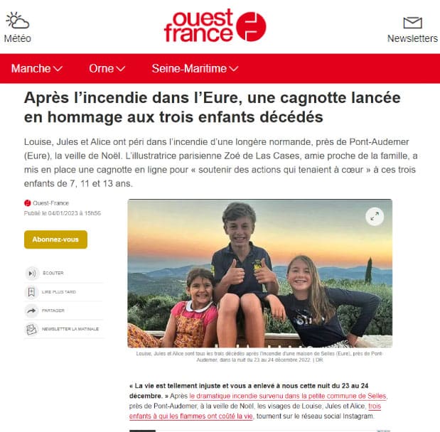 Après l’incendie dans l’Eure, une cagnotte lancée en hommage aux trois enfants décédés