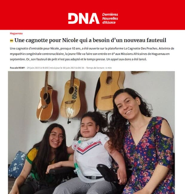 Une cagnotte pour Nicole qui a besoin d’un nouveau fauteuil