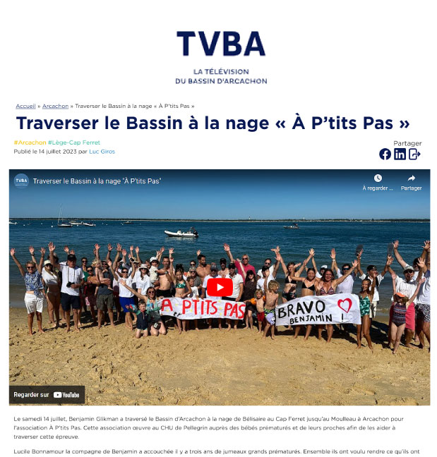 Traverser le Bassin à la nage « À P’tits Pas »