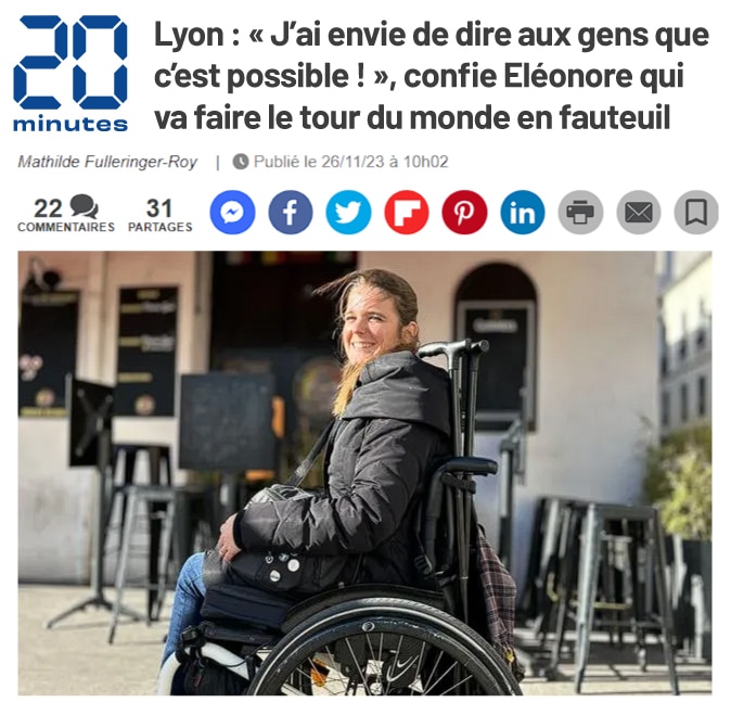 Lyon : « J’ai envie de dire aux gens que c’est possible ! », confie Eléonore qui va faire le tour du monde en fauteuil