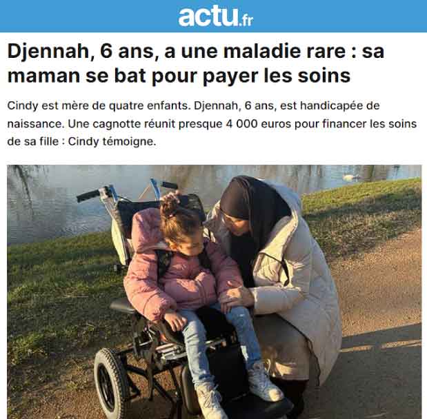 Djennah, 6 ans, a une maladie rare : sa maman se bat pour payer les soins