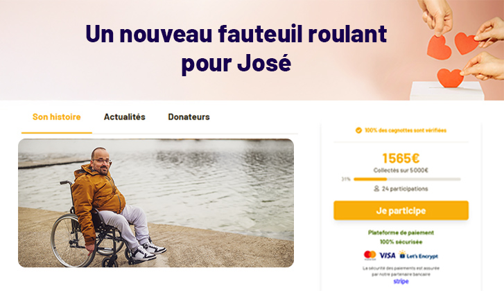 Cagnotte Fauteuil roulant 32 Créer une cagnotte fauteuil roulant