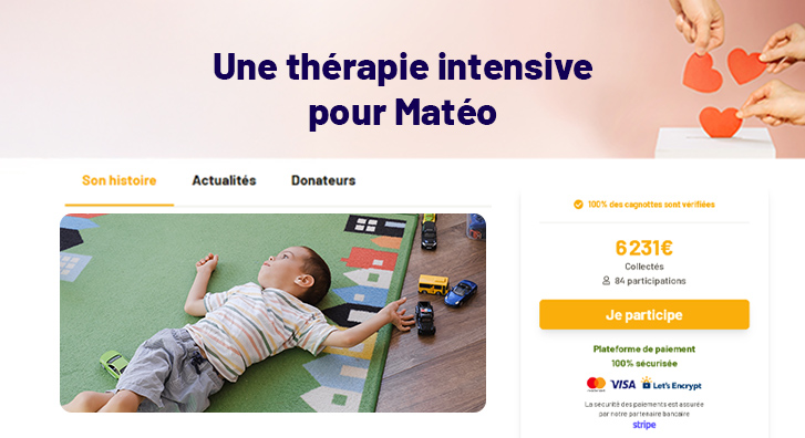 Cagnotte Thérapie intensive et innovante 32 Créer une cagnotte “thérapie intensive et innovante »