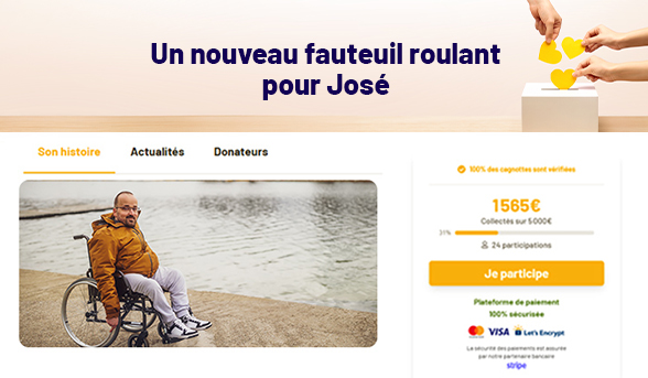Cagnotte Fauteuil roulant 32 Créer une cagnotte fauteuil roulant