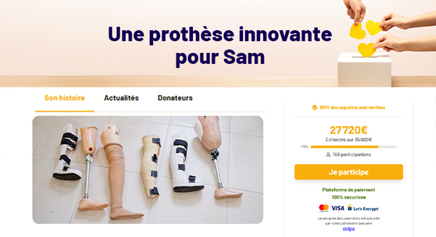 Cagnotte Prothèse orthopédique 30 Ouvrir une cagnotte solidaire
