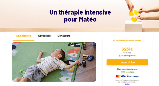 Cagnotte Thérapie intensive et innovante 32 Créer une cagnotte “thérapie intensive et innovante »