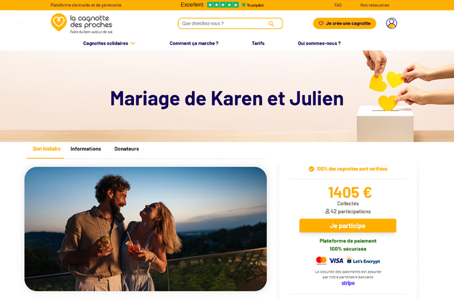 Ouvrir une cagnotte mariage