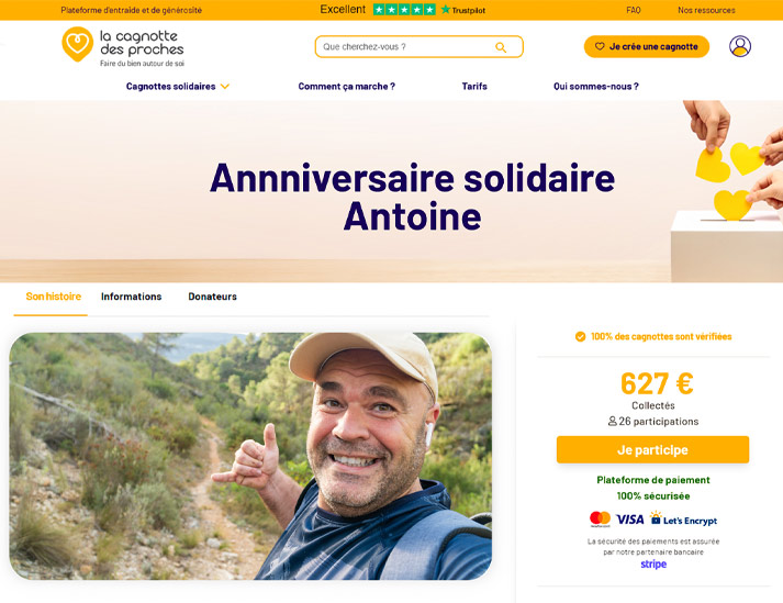 Ouvrir une cagnotte solidaire